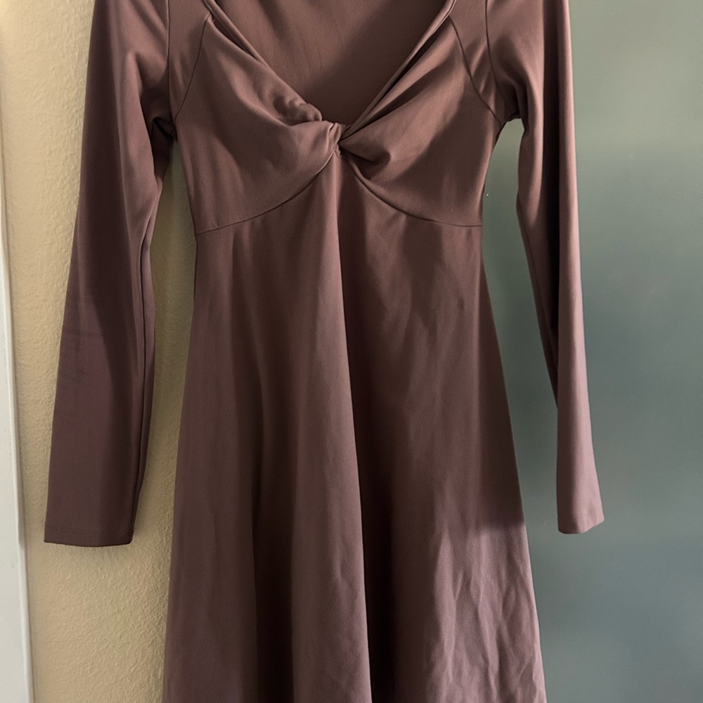 Elegant Long Sleeve Dress in Deep Brown
